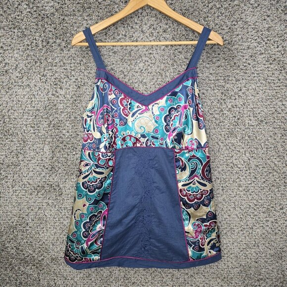 Lane Bryant Tops - Lane Bryant Top Womens Plus 18 Blue‎ Satin Sleeveless Blouse Zip Casual Ladies